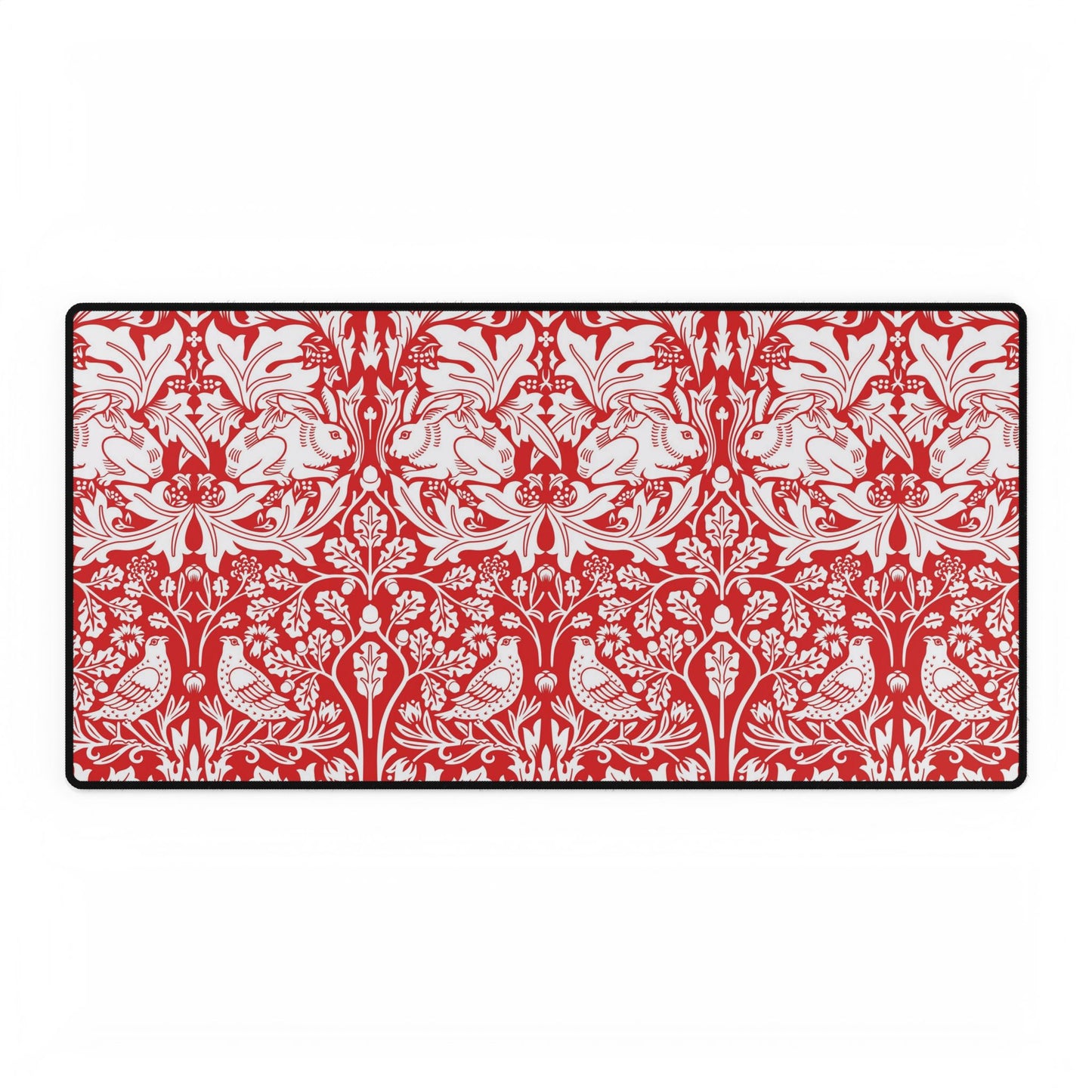 Red and white floral patterned mouse pad on a white background