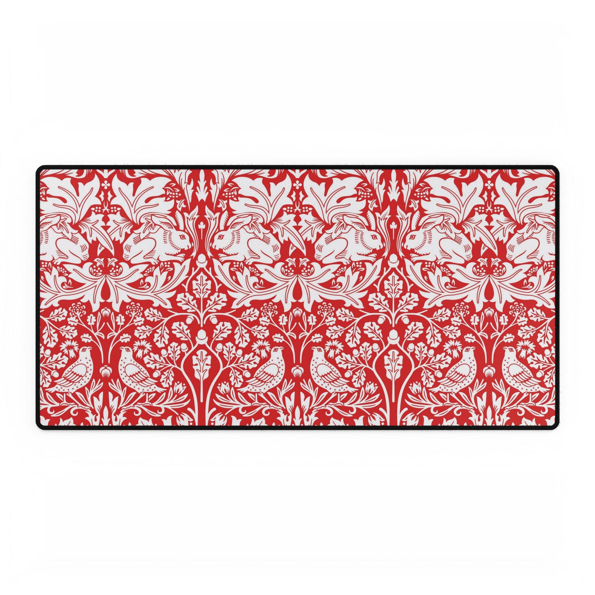 Red and white floral patterned mouse pad on a white background