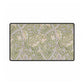 Floral patterned doormat with a green background