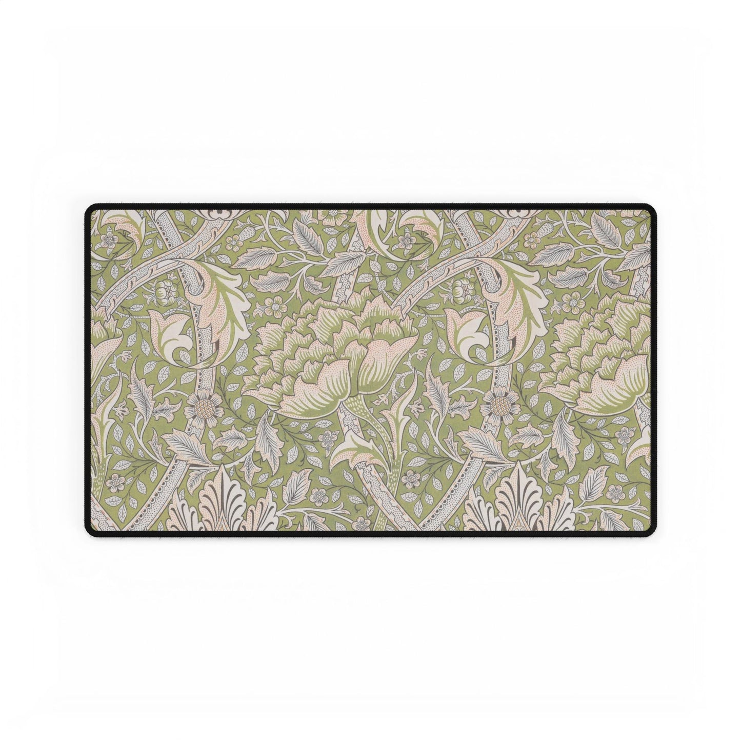 Floral patterned doormat with a green background