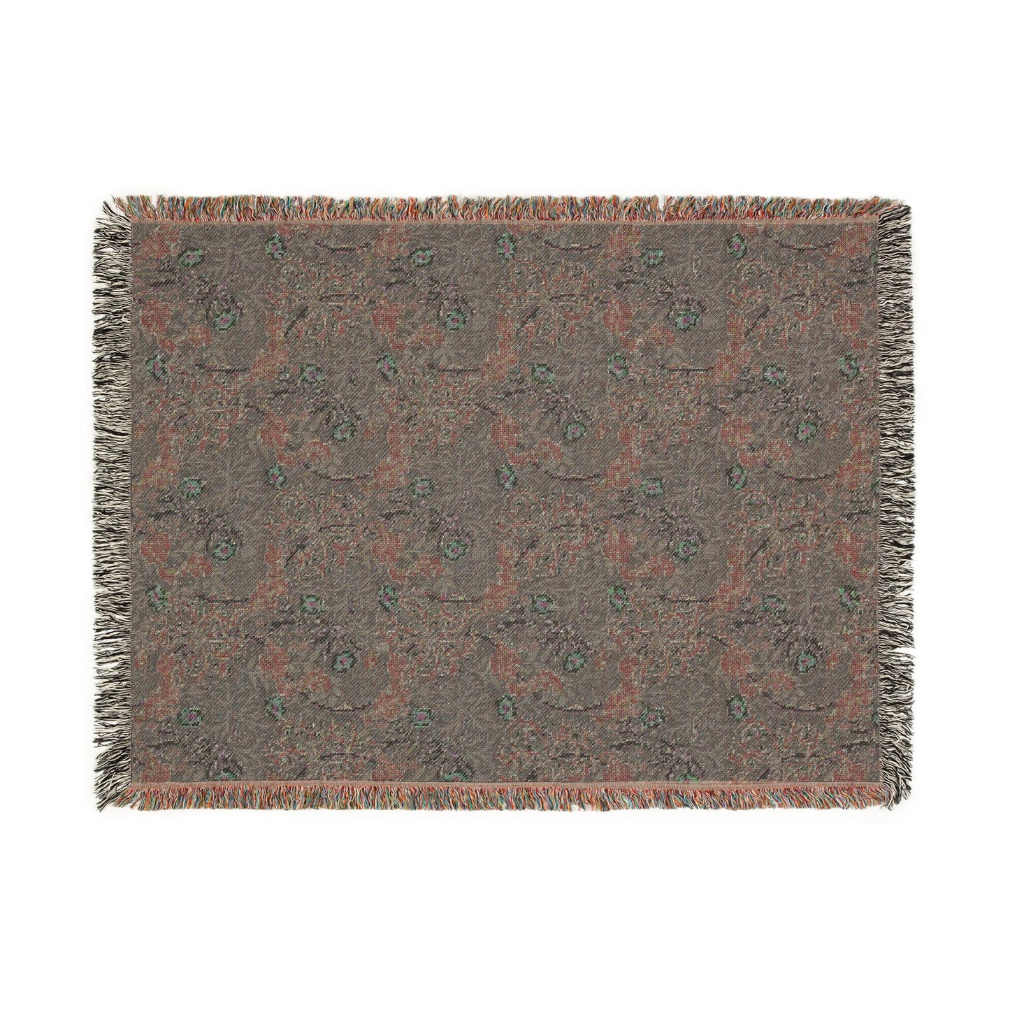 Textured blanket with floral pattern on a white background