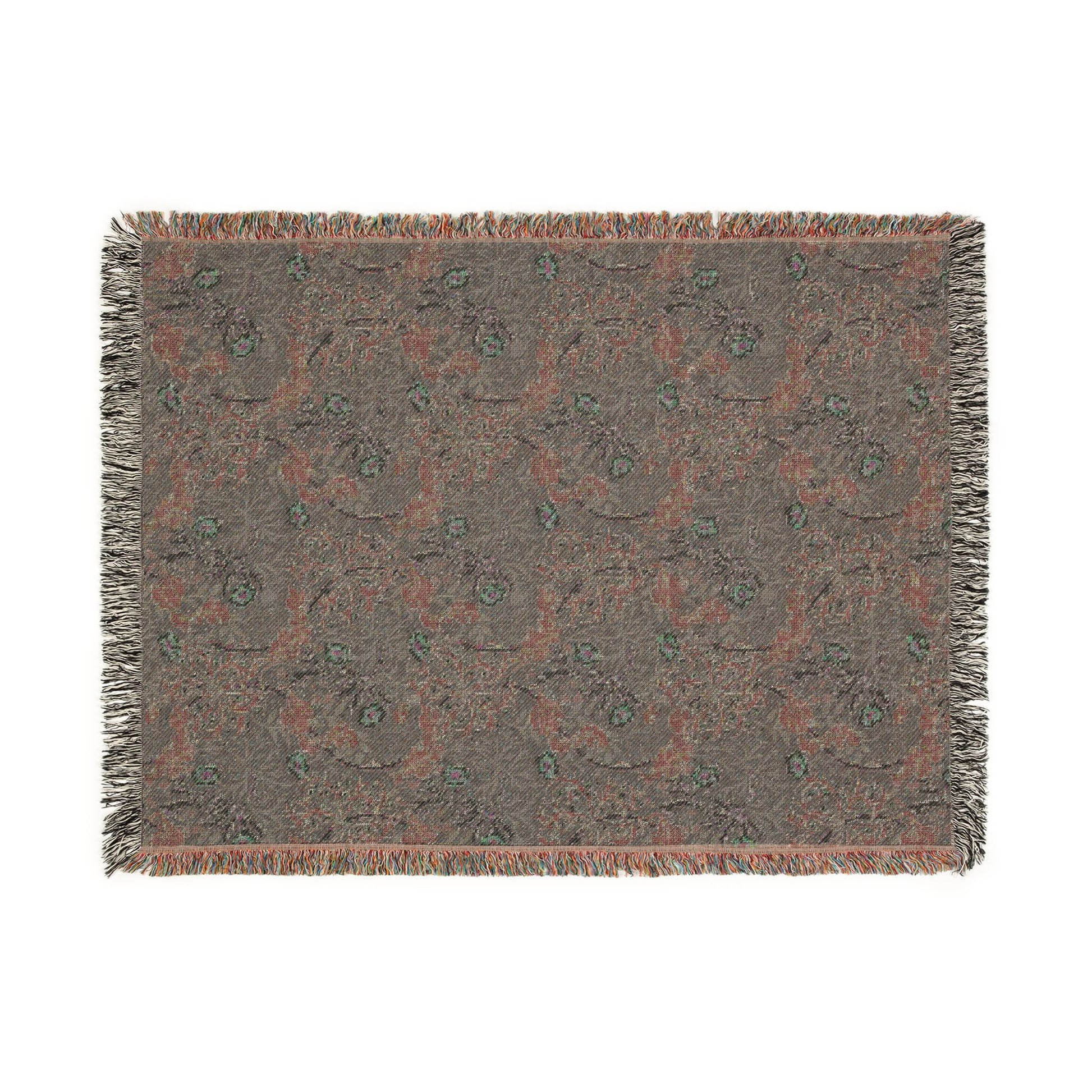 Textured blanket with floral pattern on a white background