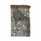 Decorative blanket with floral pattern and fringed edges on a white background