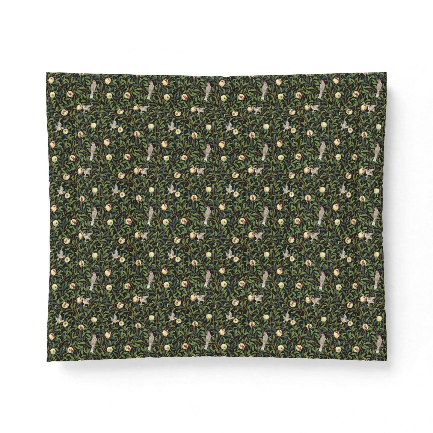 Patterned fabric with small animal design on a green background