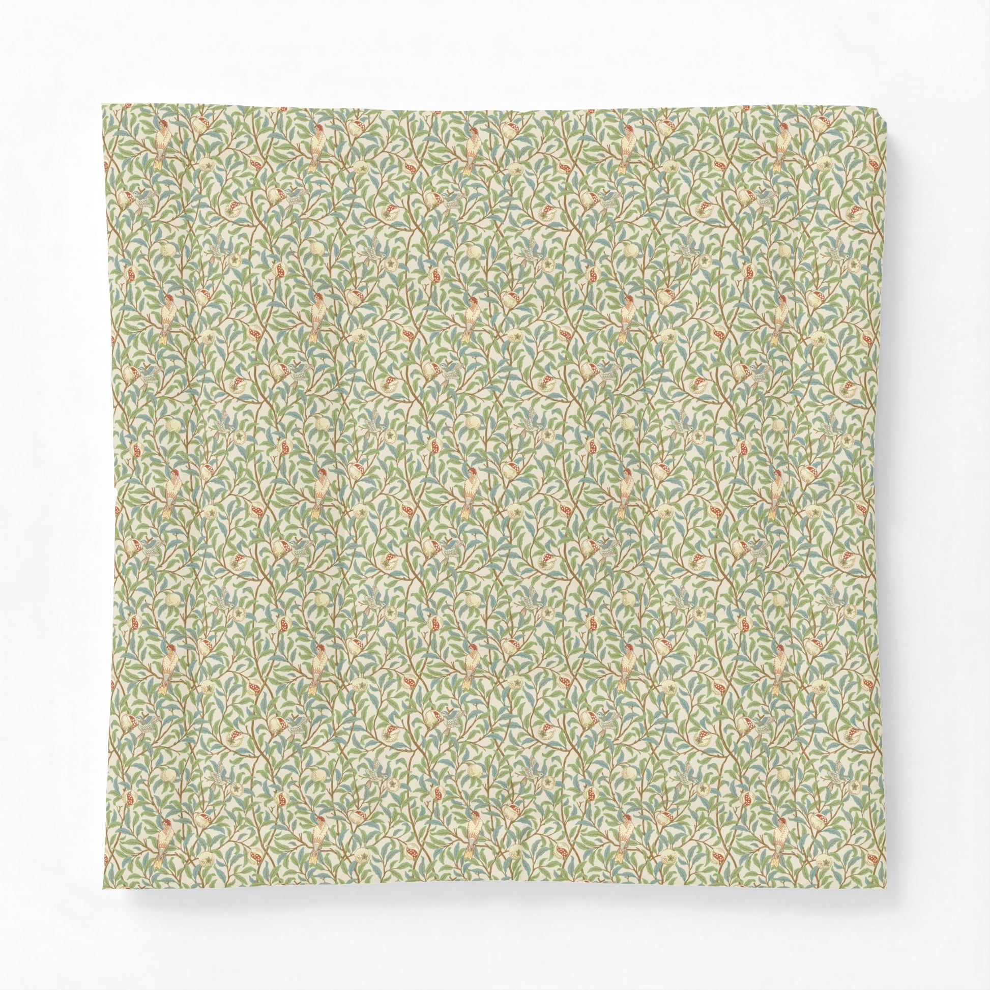 Floral patterned fabric swatch on a white background