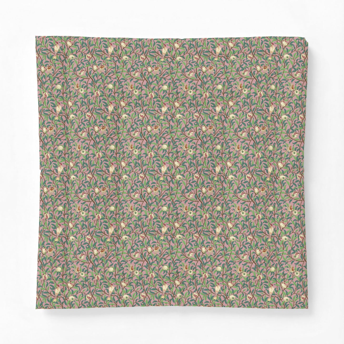 Floral patterned fabric swatch on a white background