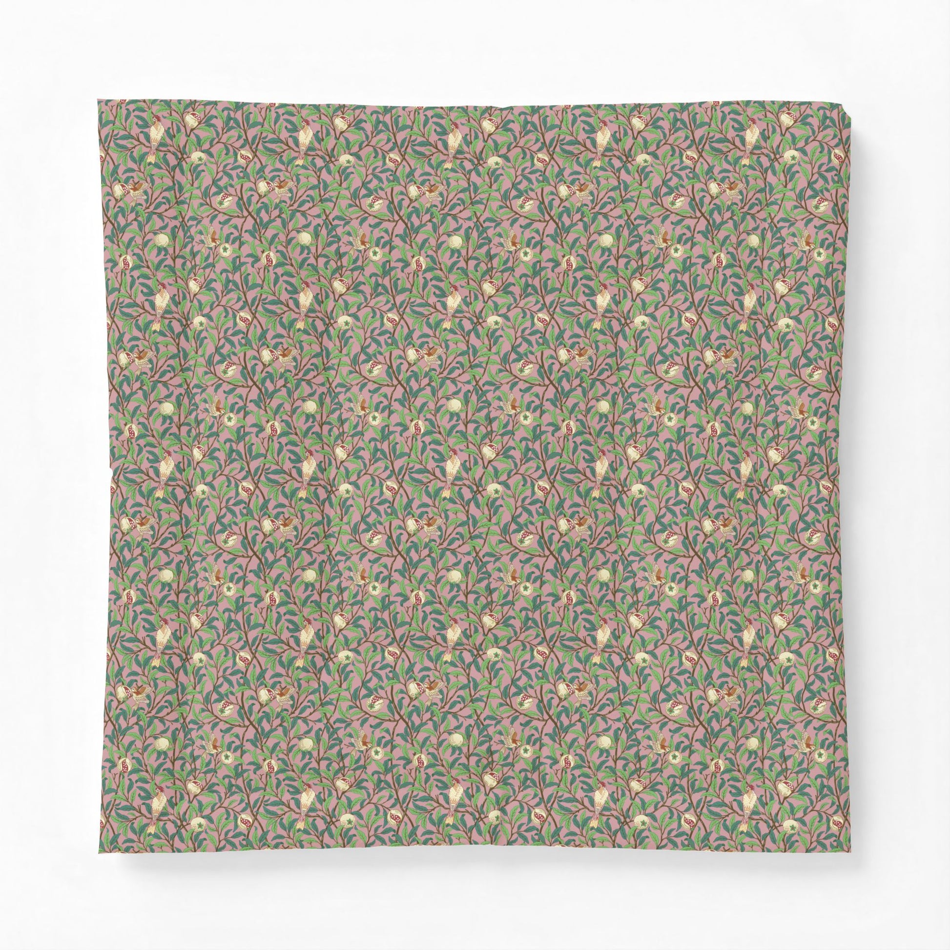 Floral patterned fabric swatch on a white background