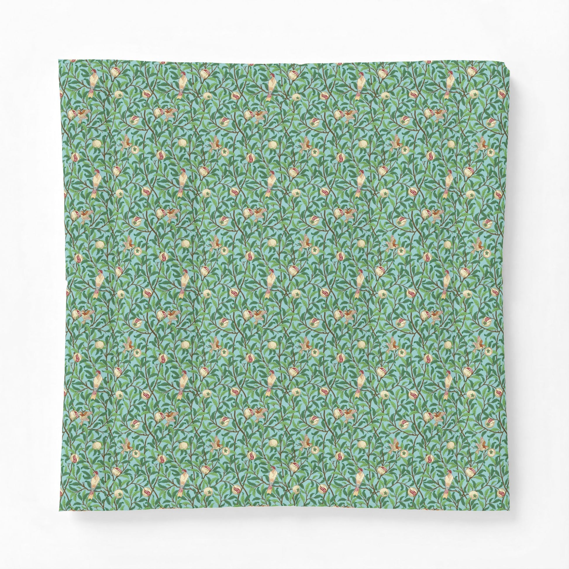 Floral patterned fabric swatch on a white background