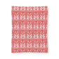 Red and white floral patterned paper on a white background