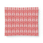Red and white patterned fabric on a white background