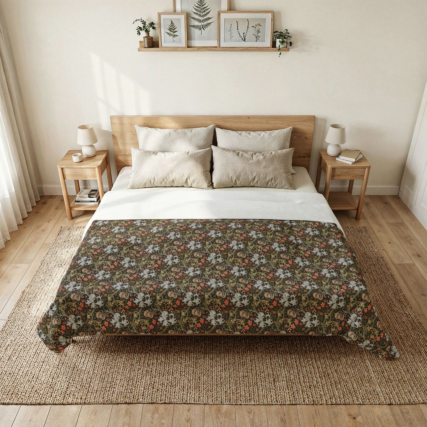 Cotton Comforter inspired by William Morris - Golden Lily Collection (Midnight)