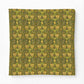 Green patterned fabric on a white background