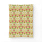 A rectangular fabric item, likely a pillowcase or small blanket, featuring a vintage botanical damask pattern with pink flowers, green leaves, and yellow accents on a cream background, shown against a plain white backdrop.