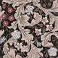 Decorative floral pattern with pink, white, and green flowers on a dark background