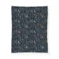 Cotton Comforter by William Morris & Co in a dark blue floral pattern called Newill Collection (Night)