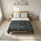 Cotton Comforter by William Morris & Co in a dark blue floral pattern called Newill Collection (Night)