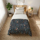Cotton Comforter by William Morris & Co in a dark blue floral pattern called Newill Collection (Night)