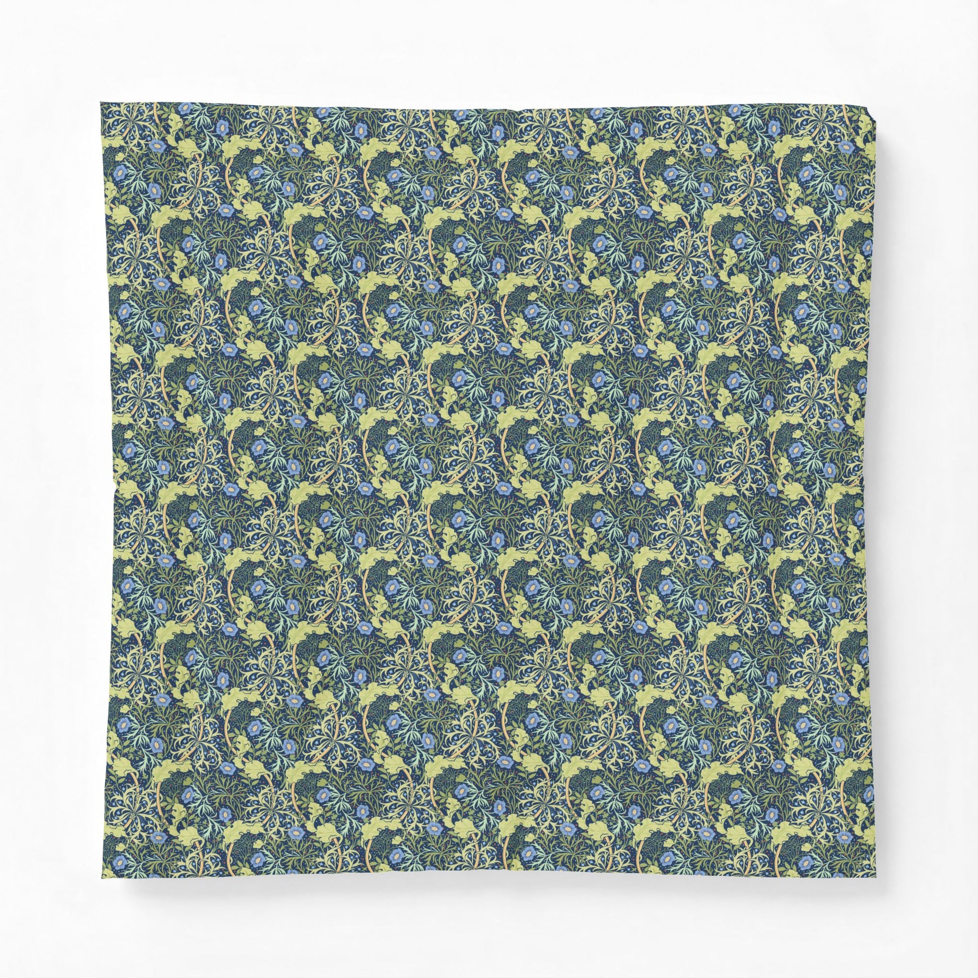 Floral patterned fabric swatch on a white background