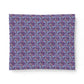 Patterned fabric with floral design on a purple background
