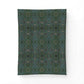 A rectangular textile product, likely a pillowcase or folded blanket, featuring an intricate, symmetrical geometric and floral pattern in shades of teal, green, and gray, displayed against a clean white background.