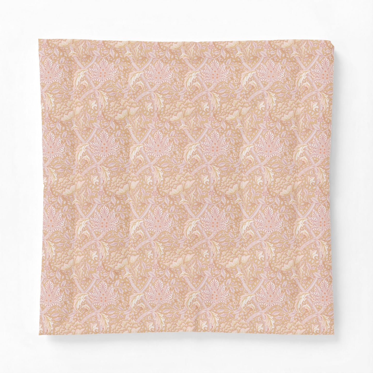 Beige fabric with a subtle pattern on a white background