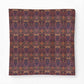 A square fabric bandana or scarf featuring an intricate, symmetrical Victorian-style floral pattern in deep purple, burgundy, rust orange, and olive green, displayed flat against a clean white background.