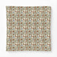 Patterned fabric swatch with geometric design on a white background
