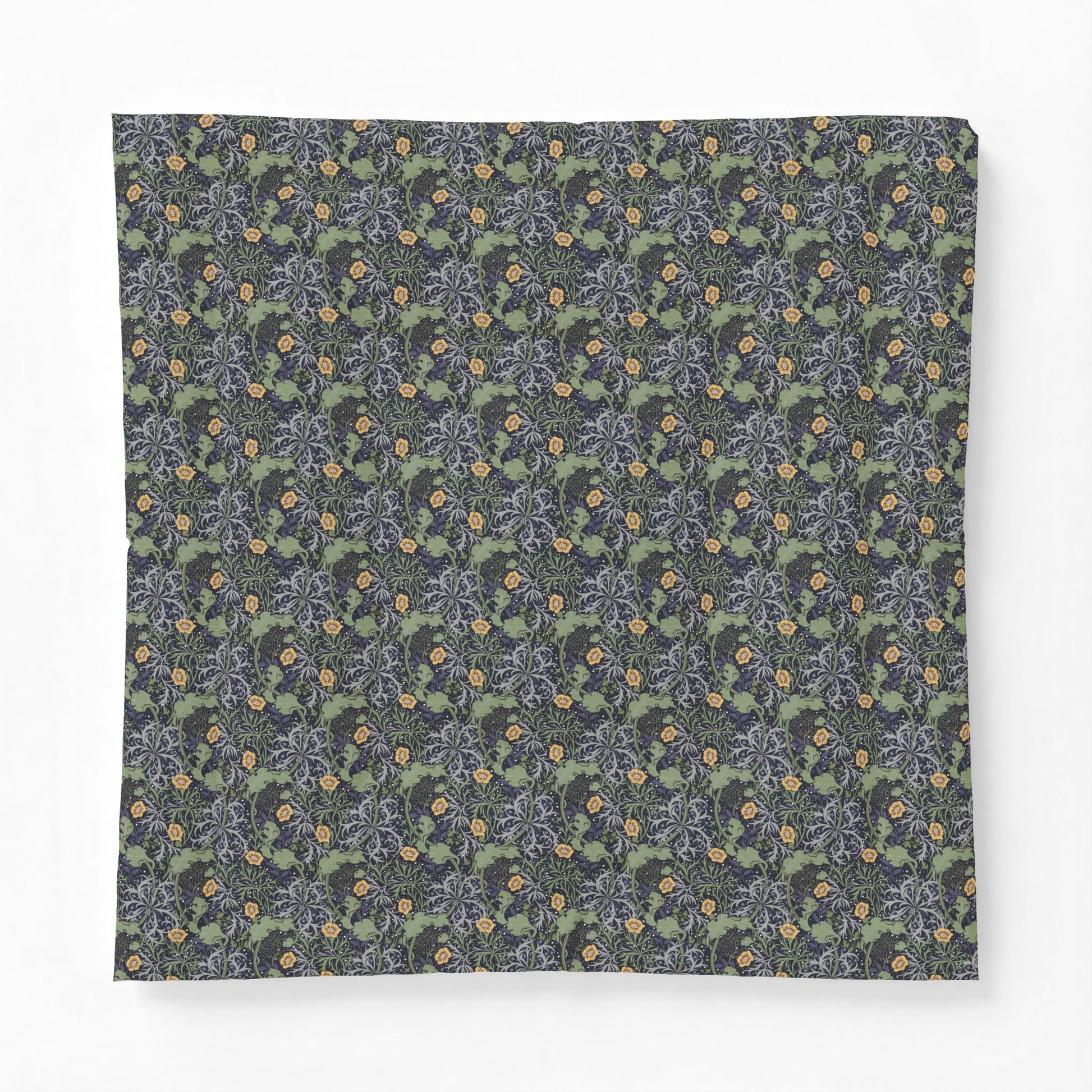 Floral patterned fabric swatch on a white background