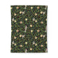 Patterned cotton duvet cover with birds and leaves on a white background