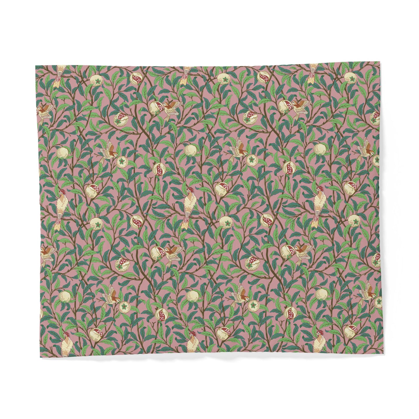 Patterned cotton fabric  duvet cover with floral design on a pink background
