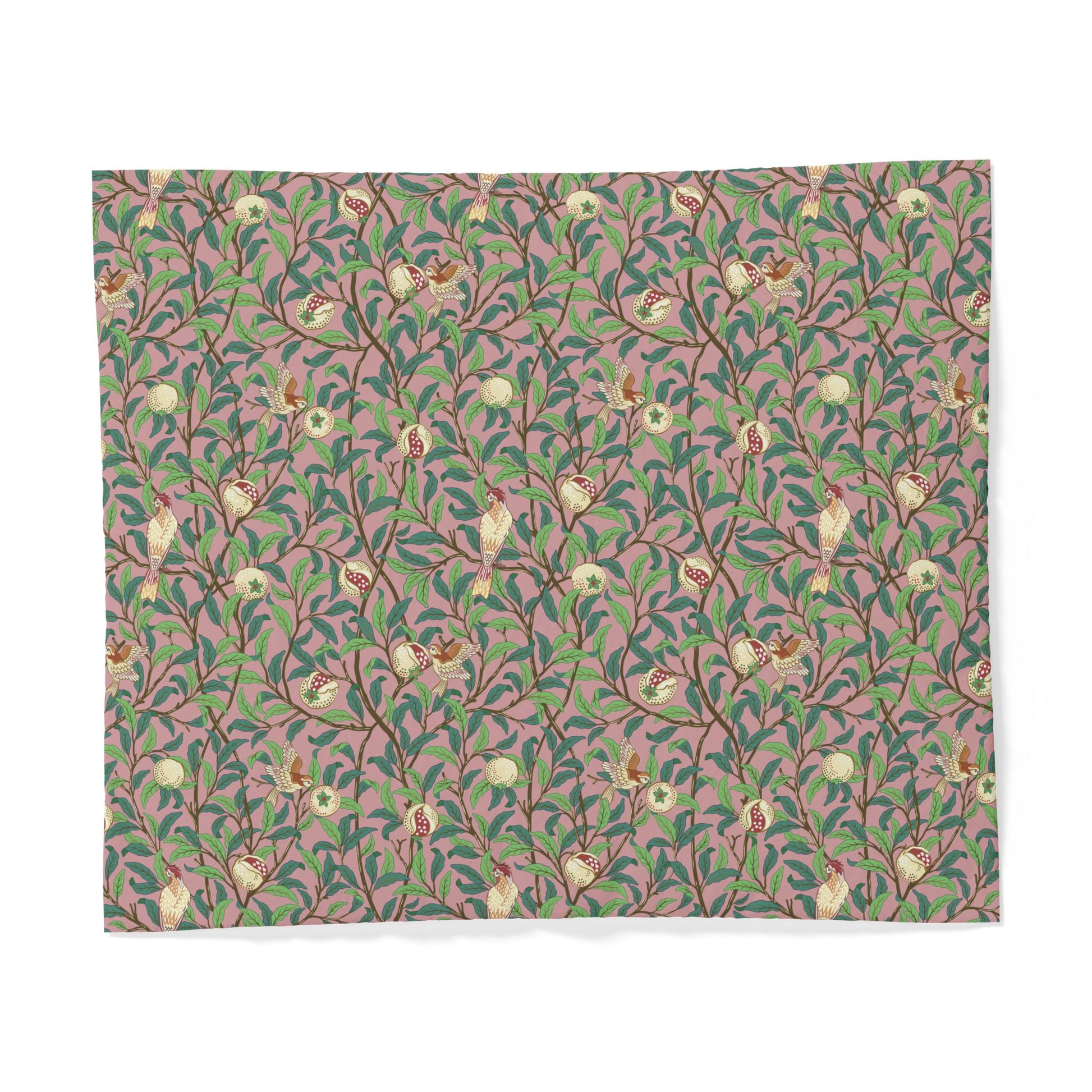 Patterned cotton fabric  duvet cover with floral design on a pink background