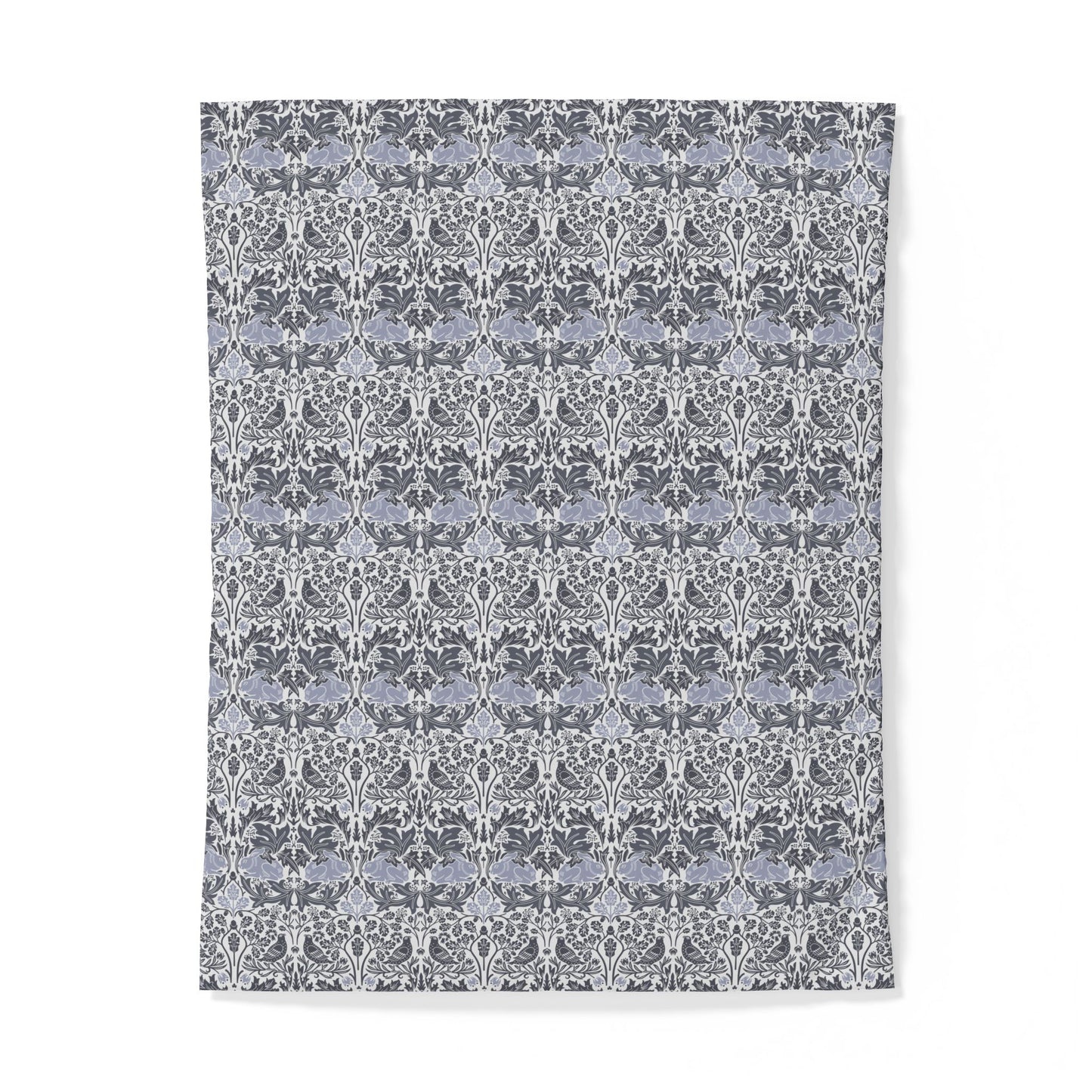 Patterned cotton fabric duvet cover with a floral design on a gray background