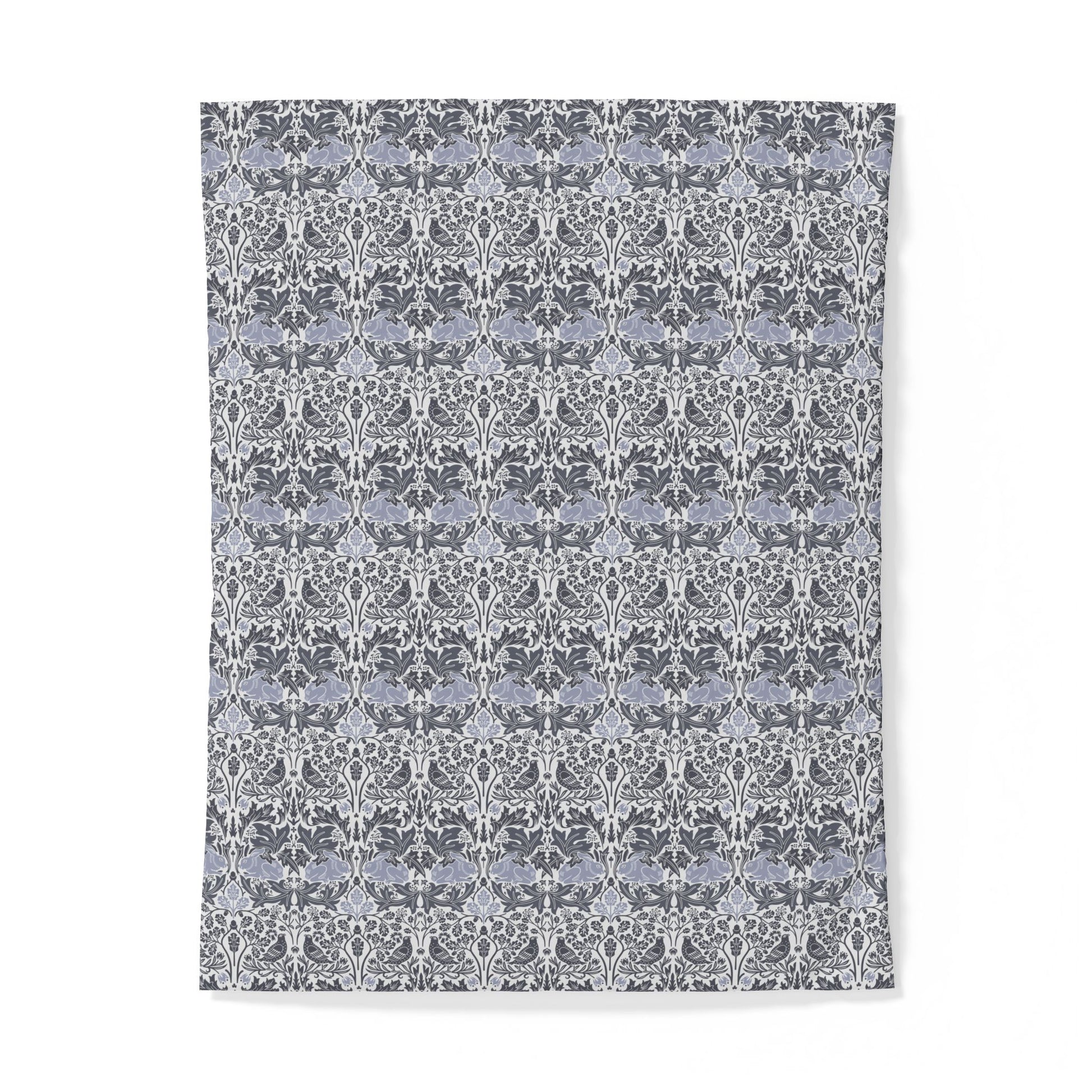 Patterned cotton fabric duvet cover with a floral design on a gray background