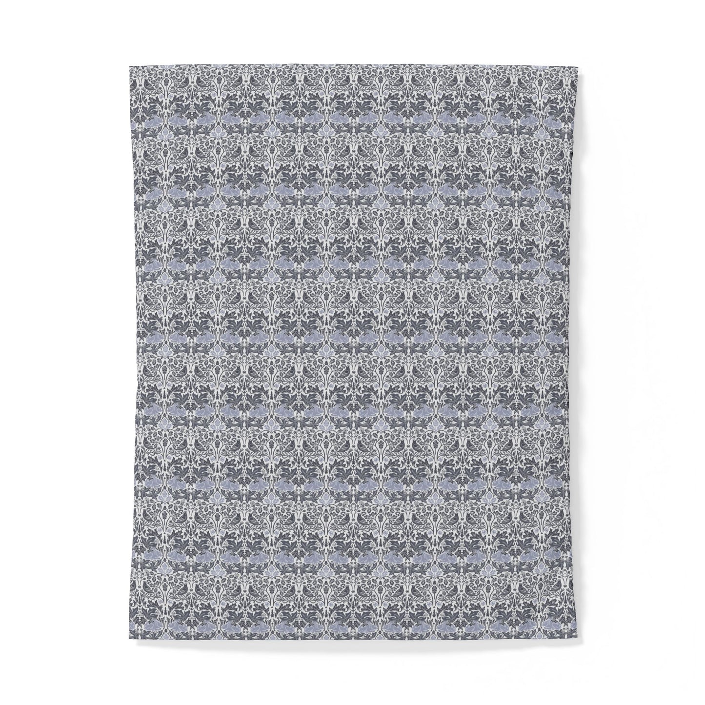 Patterned gray cotton duvet cover on a white background