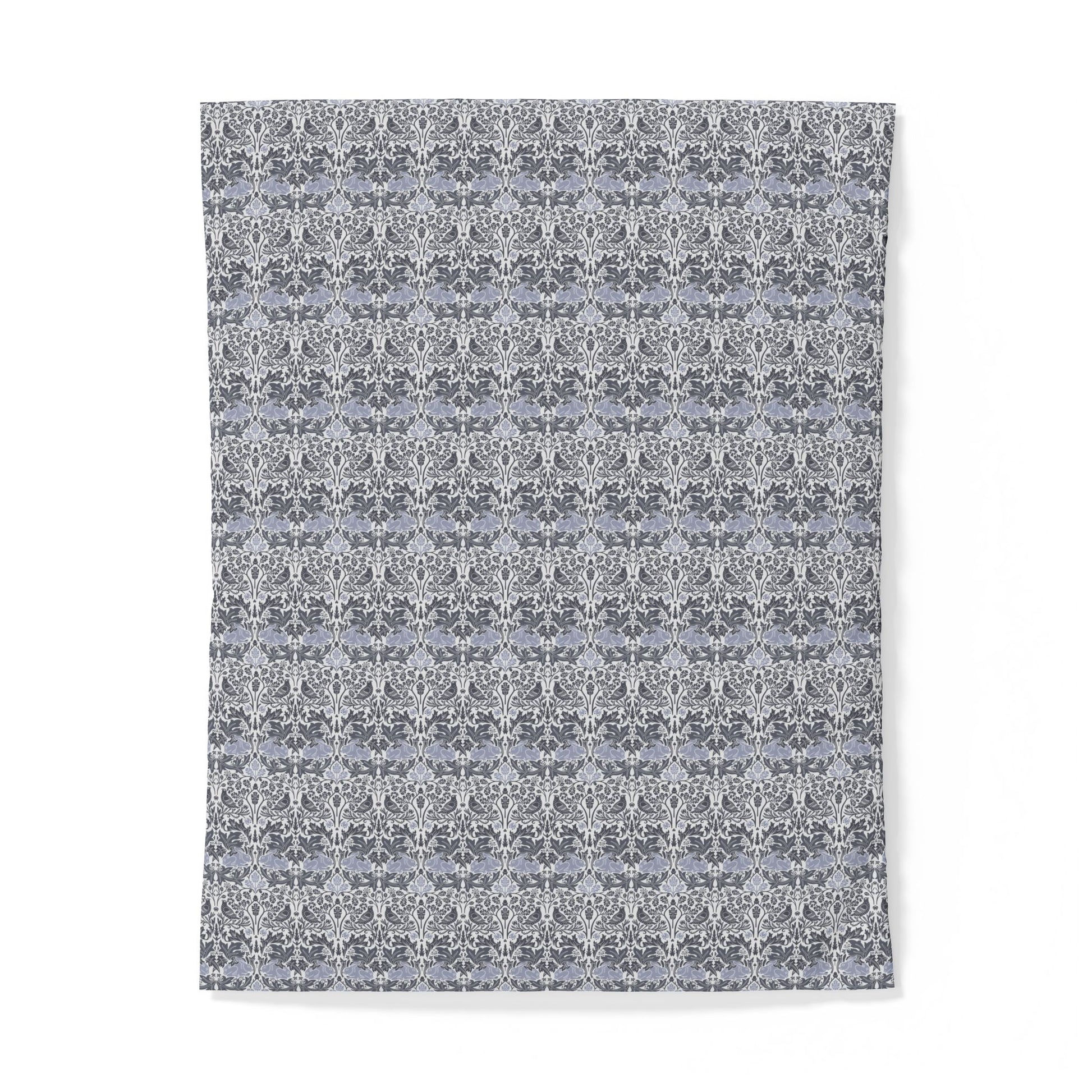 Patterned gray cotton duvet cover on a white background