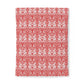 Red and white patterned cotton duvet cover on a white background