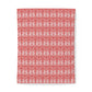 Red and white patterned cotton fabric duvet cover on a white background