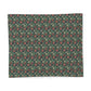 Floral patterned cotton duvet cover on a green background