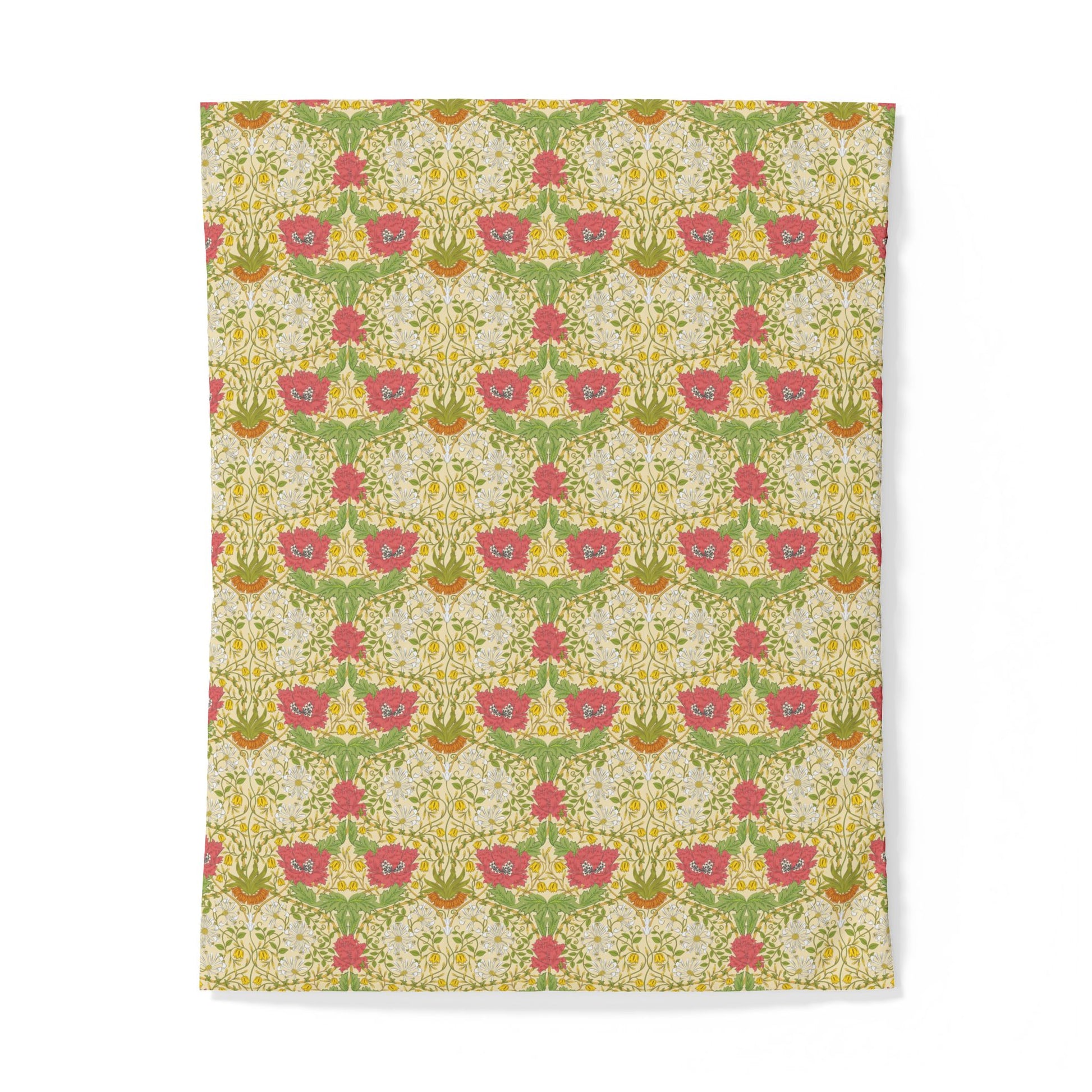 Cotton duvet cover with a floral pattern on a white background
