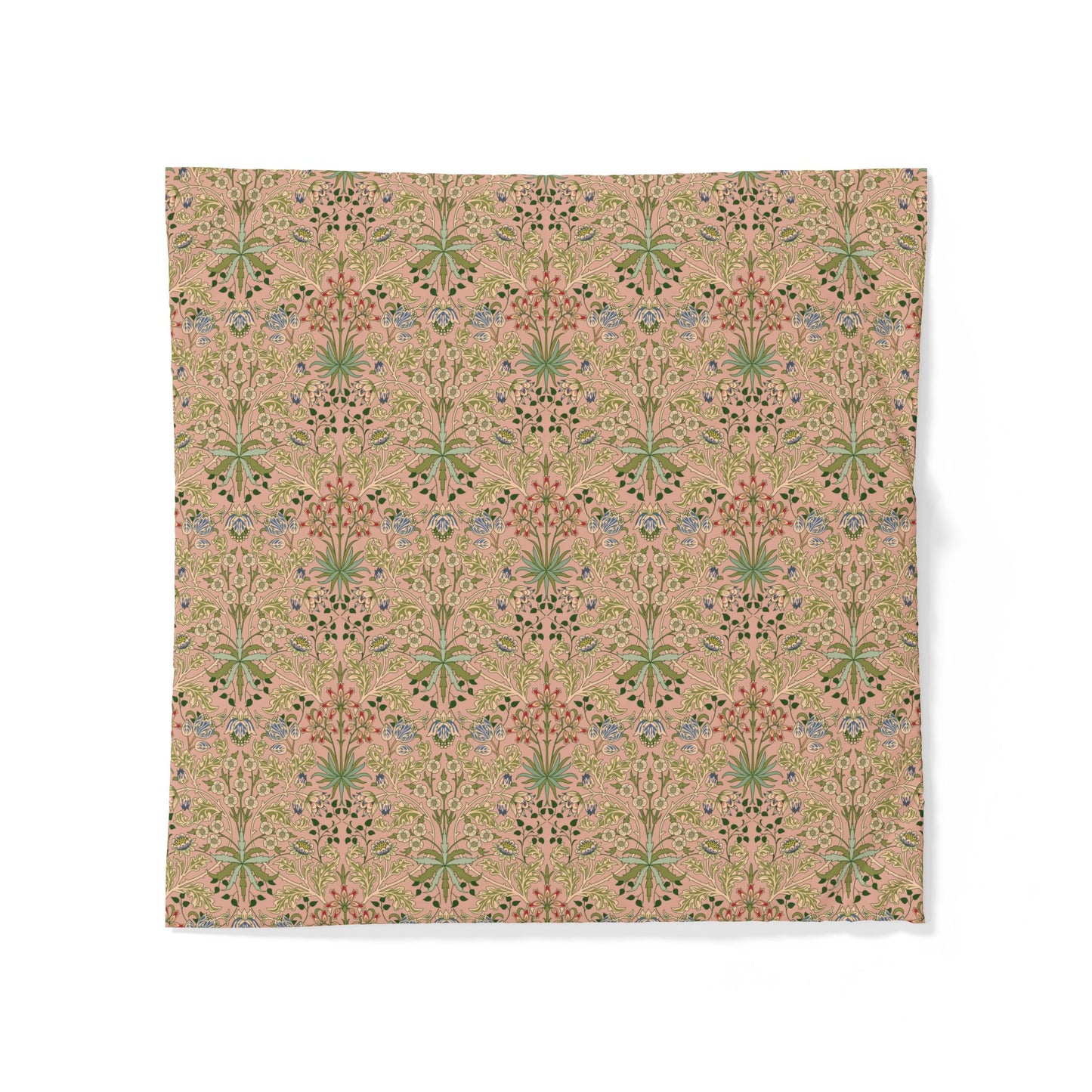 Patterned cotton fabric duvet cover with floral design on a beige background