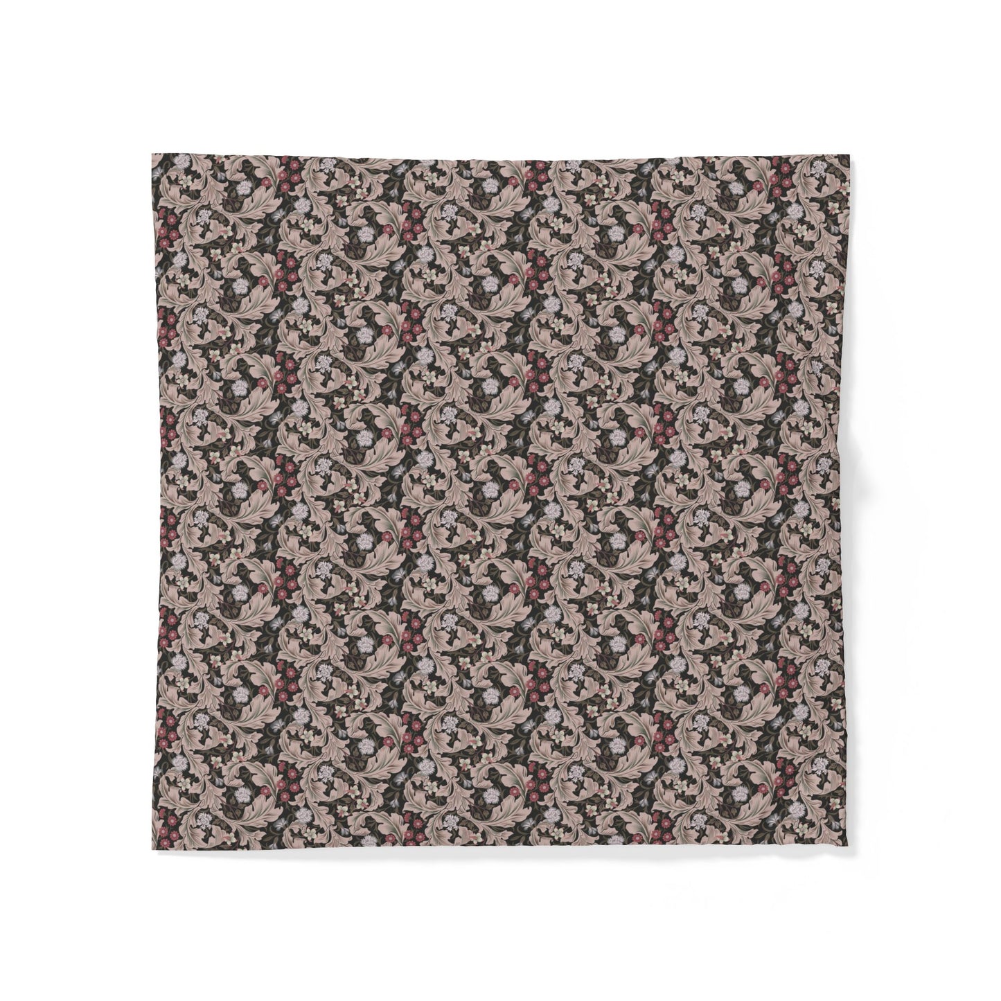 Floral patterned cotton fabric duvet cover on a white background