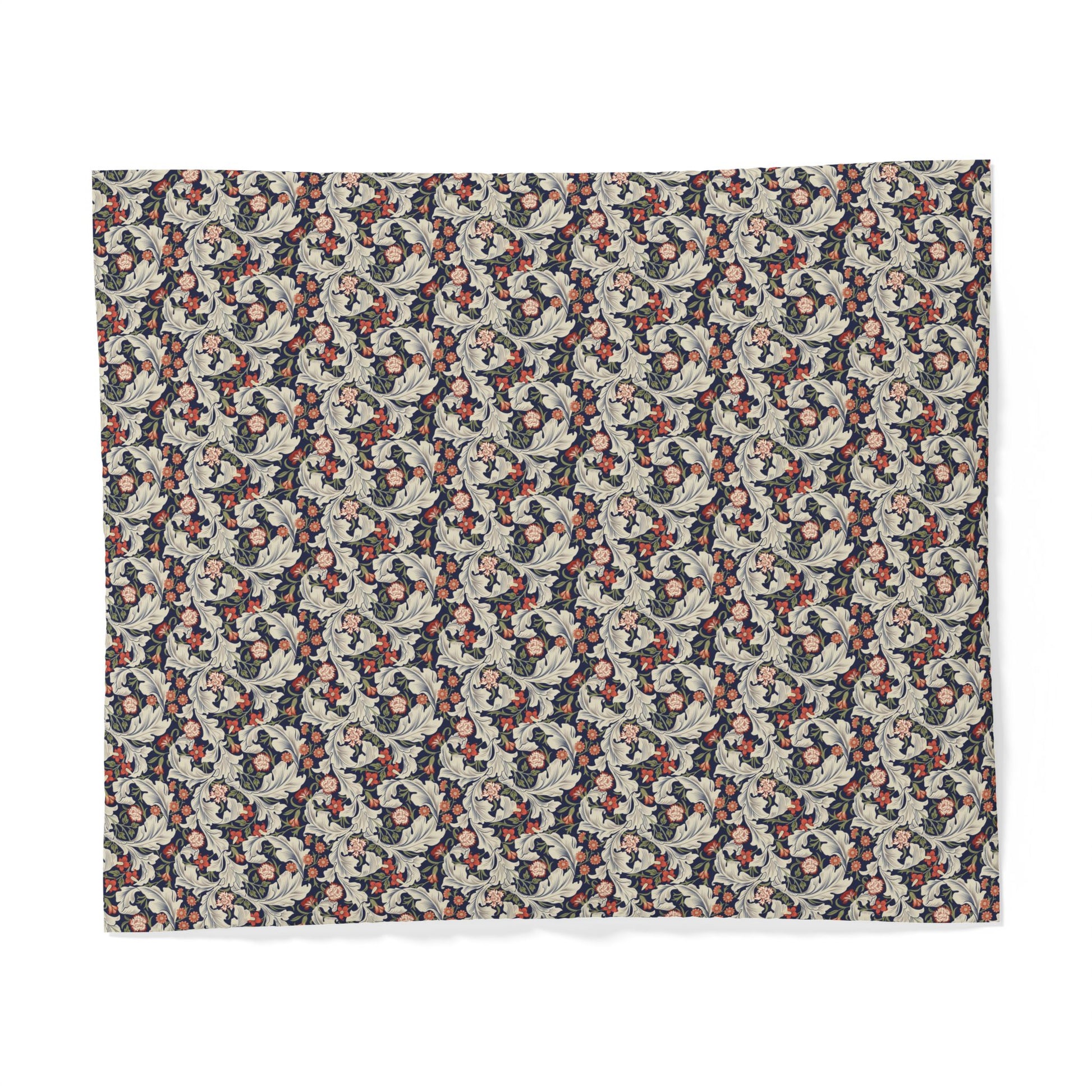Floral patterned cotton duvet cover on a white background