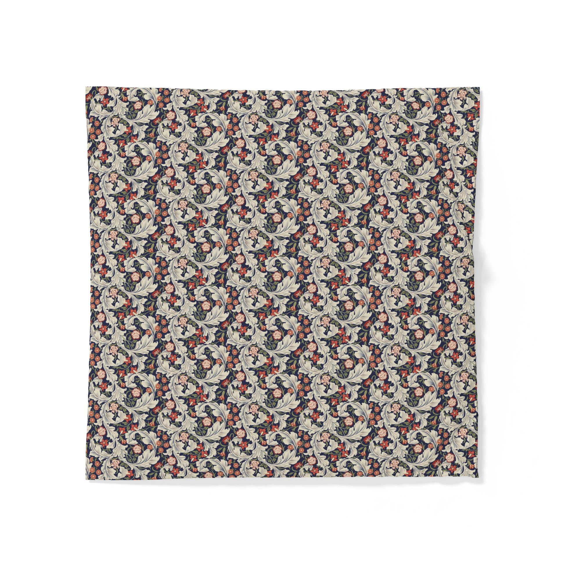 Floral patterned fabric duvet cover on a white background