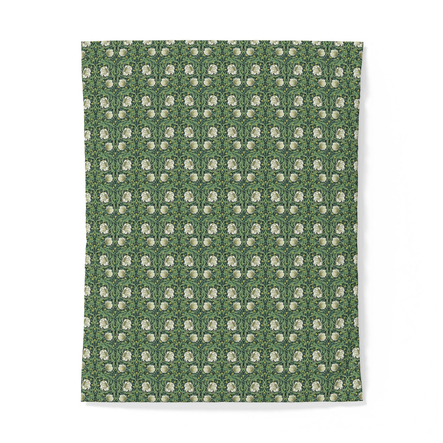 Patterned cotton fabric duvet cover with green and white design on a white background