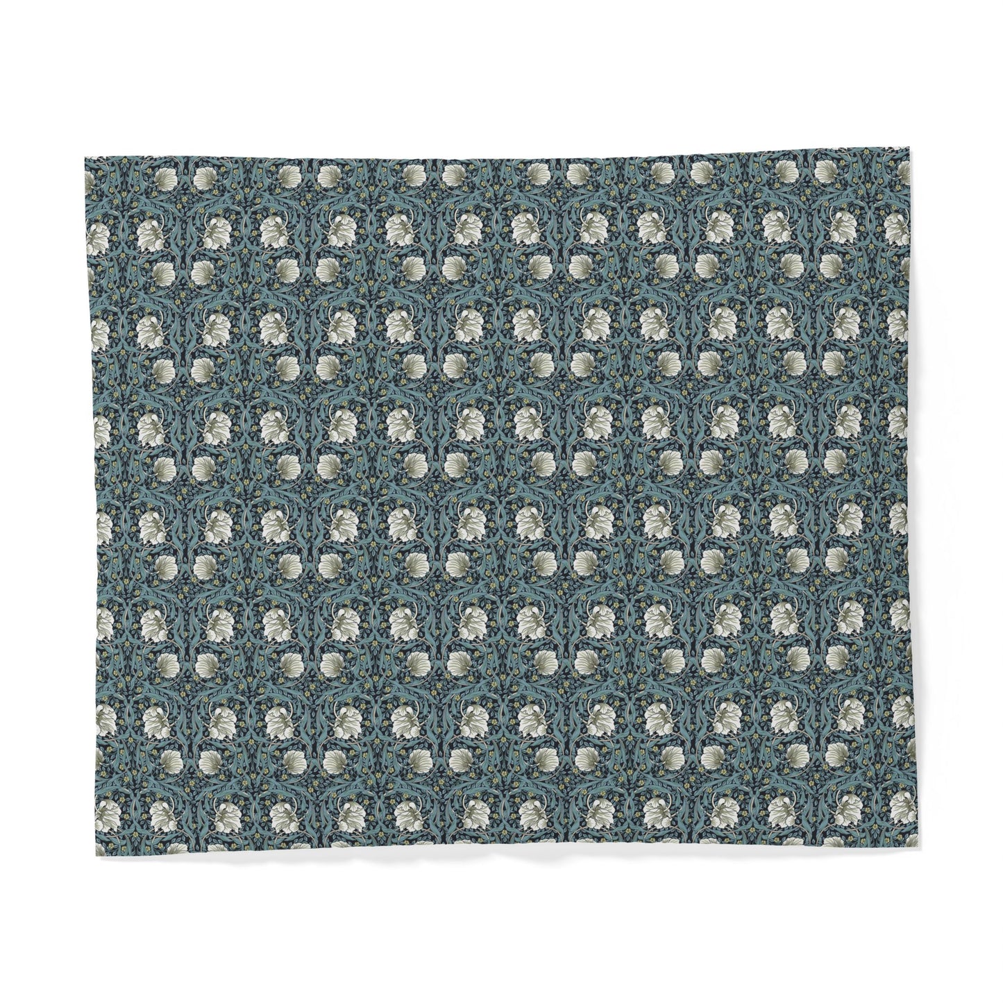 Patterned cotton fabric duvet cover with blue and white design on a white background