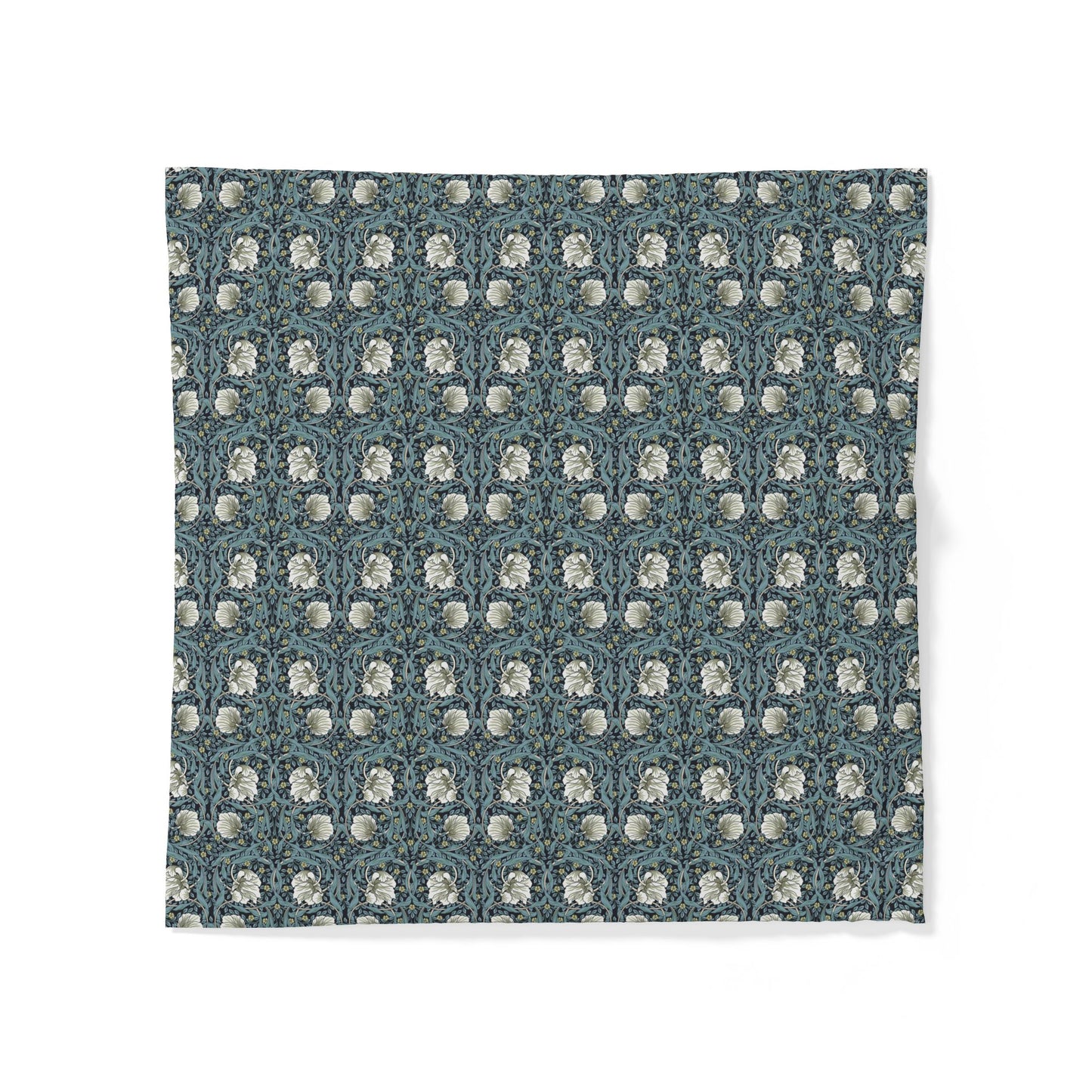 Patterned cotton fabric duvet cover with blue and white design on a white background