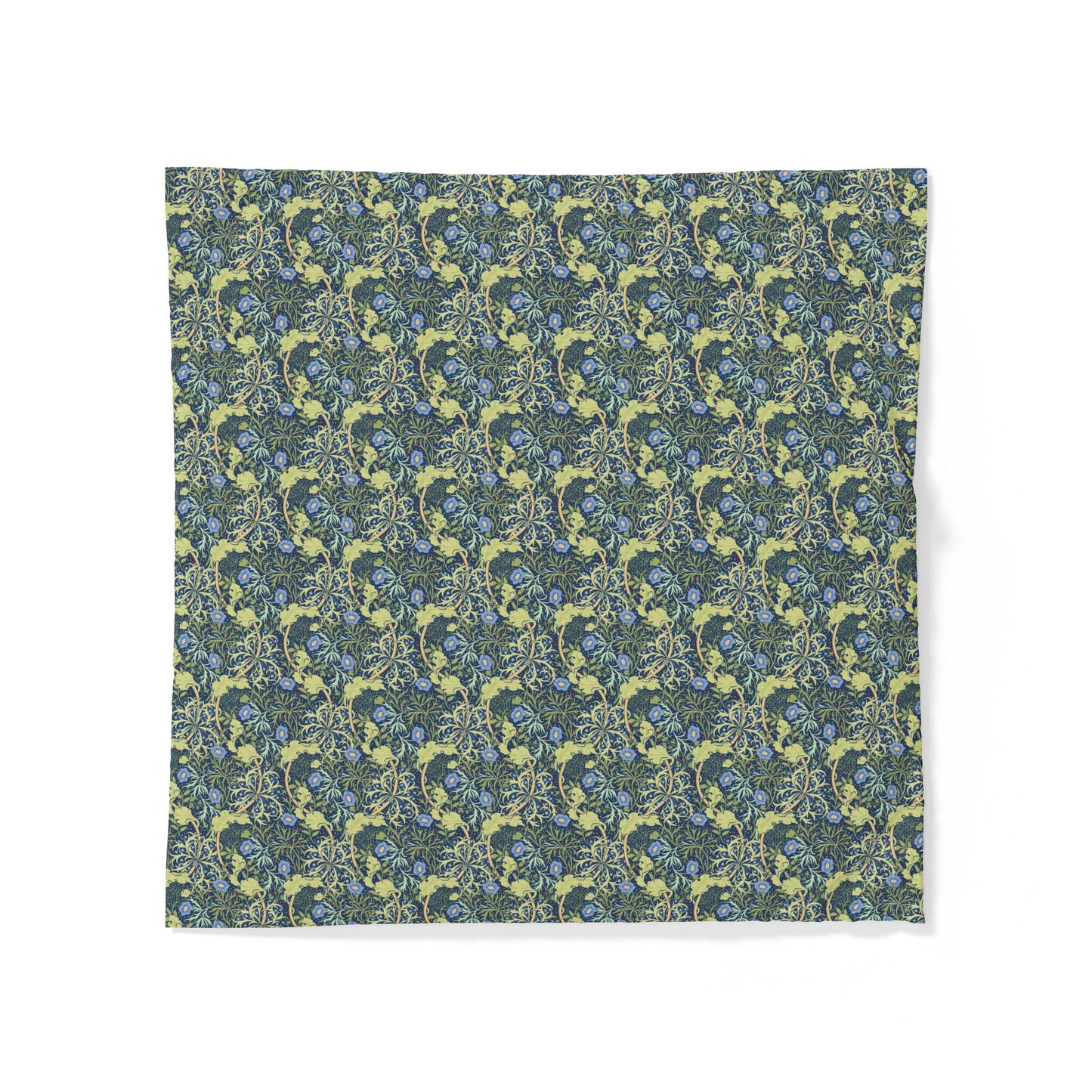 Fabric cotton duvet cover with a floral pattern on a white background