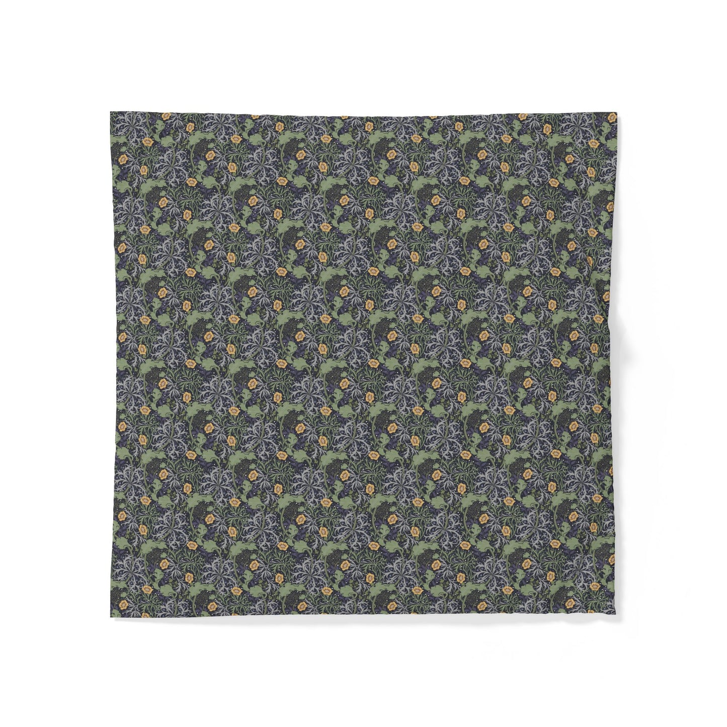 Floral patterned cotton fabric duvet cover on a white background