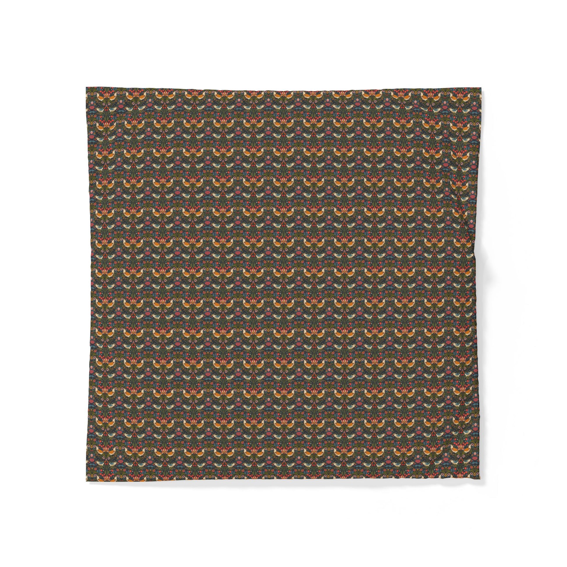 Patterned cotton fabric duvet cover on a white background