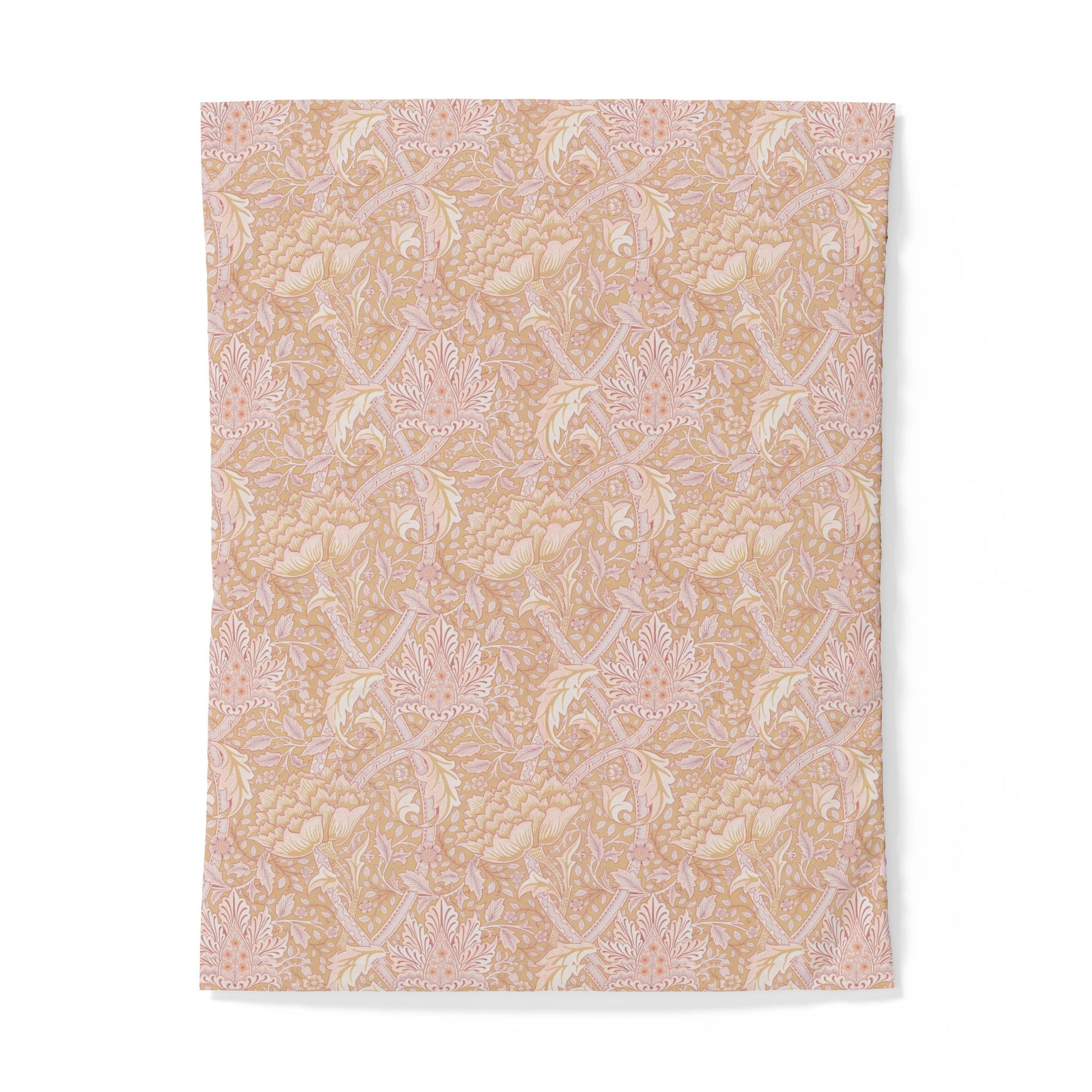 Patterned cotton duvet cover with a floral design on a white background
